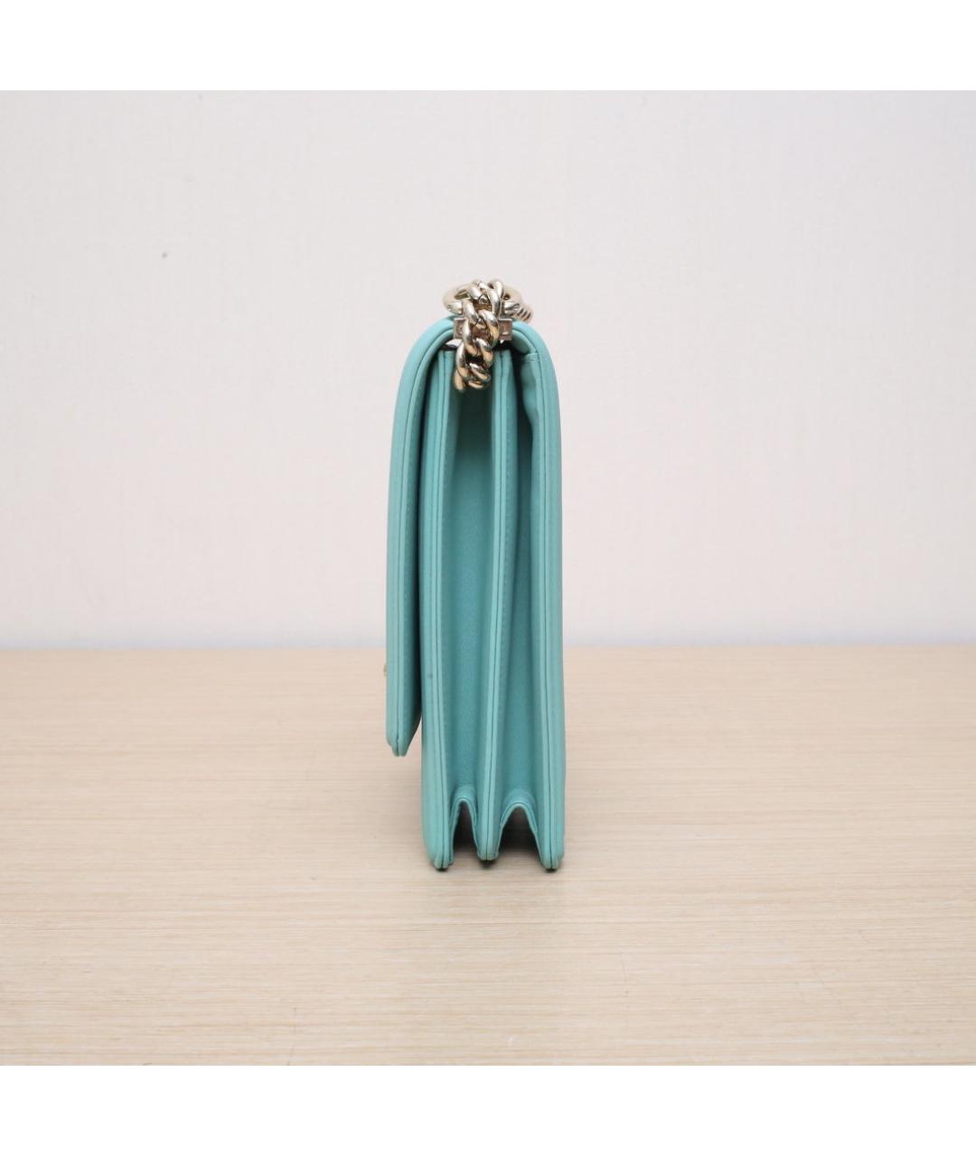 CHANEL Бирюзовая кожаная сумка через плечо, фото 5