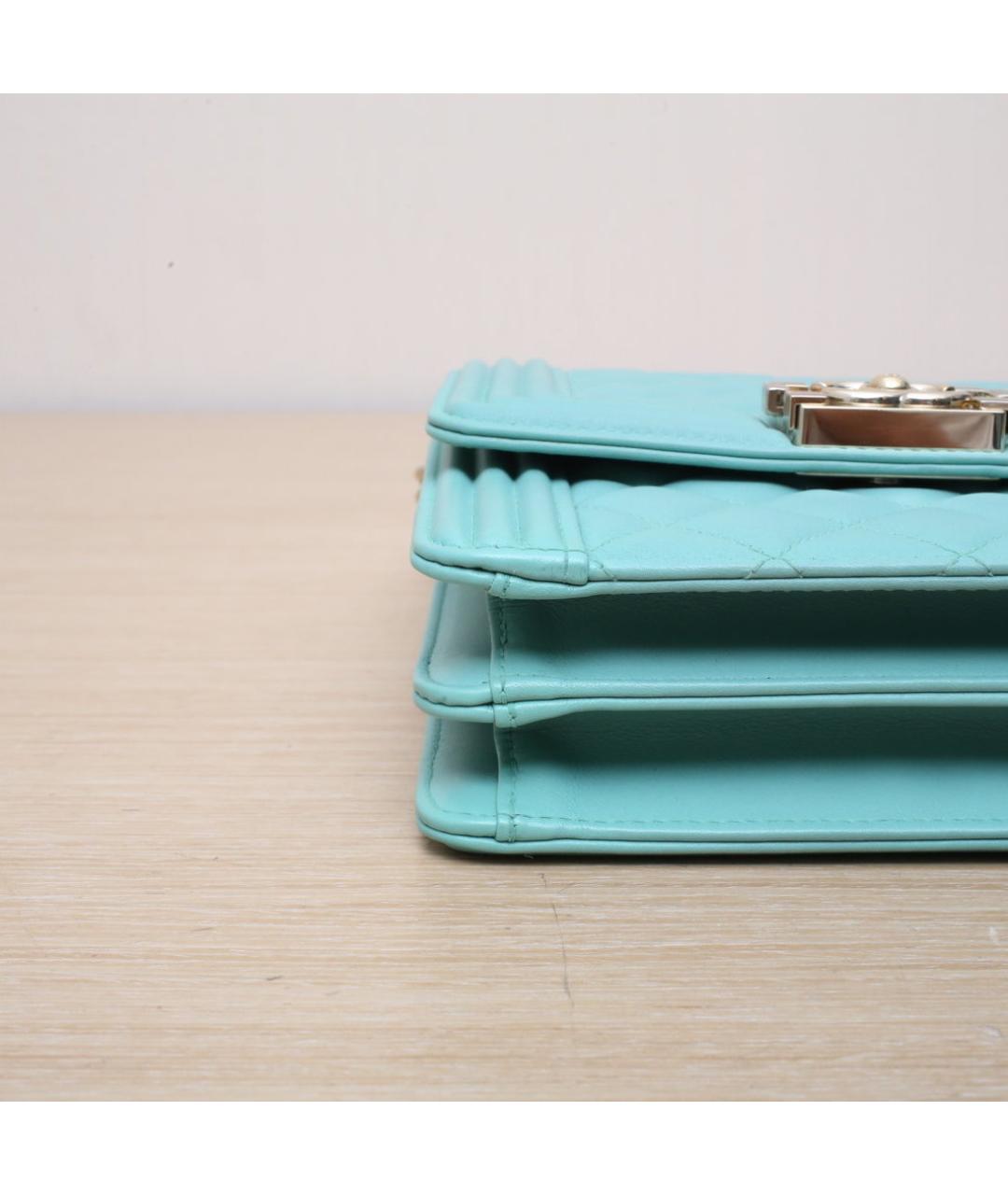 CHANEL Бирюзовая кожаная сумка через плечо, фото 9