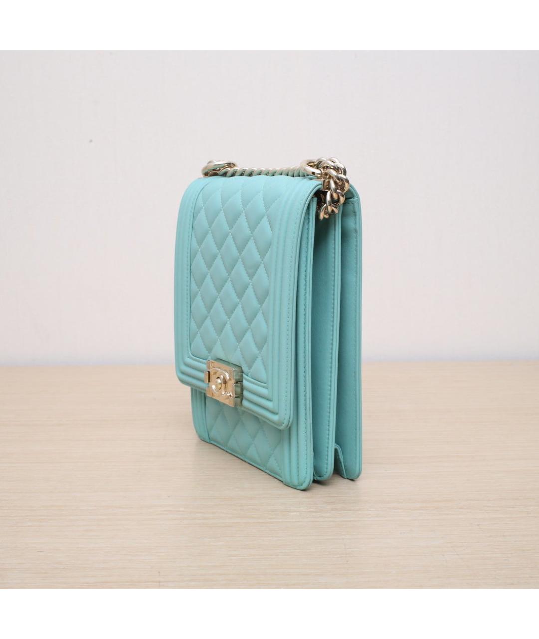 CHANEL Бирюзовая кожаная сумка через плечо, фото 4