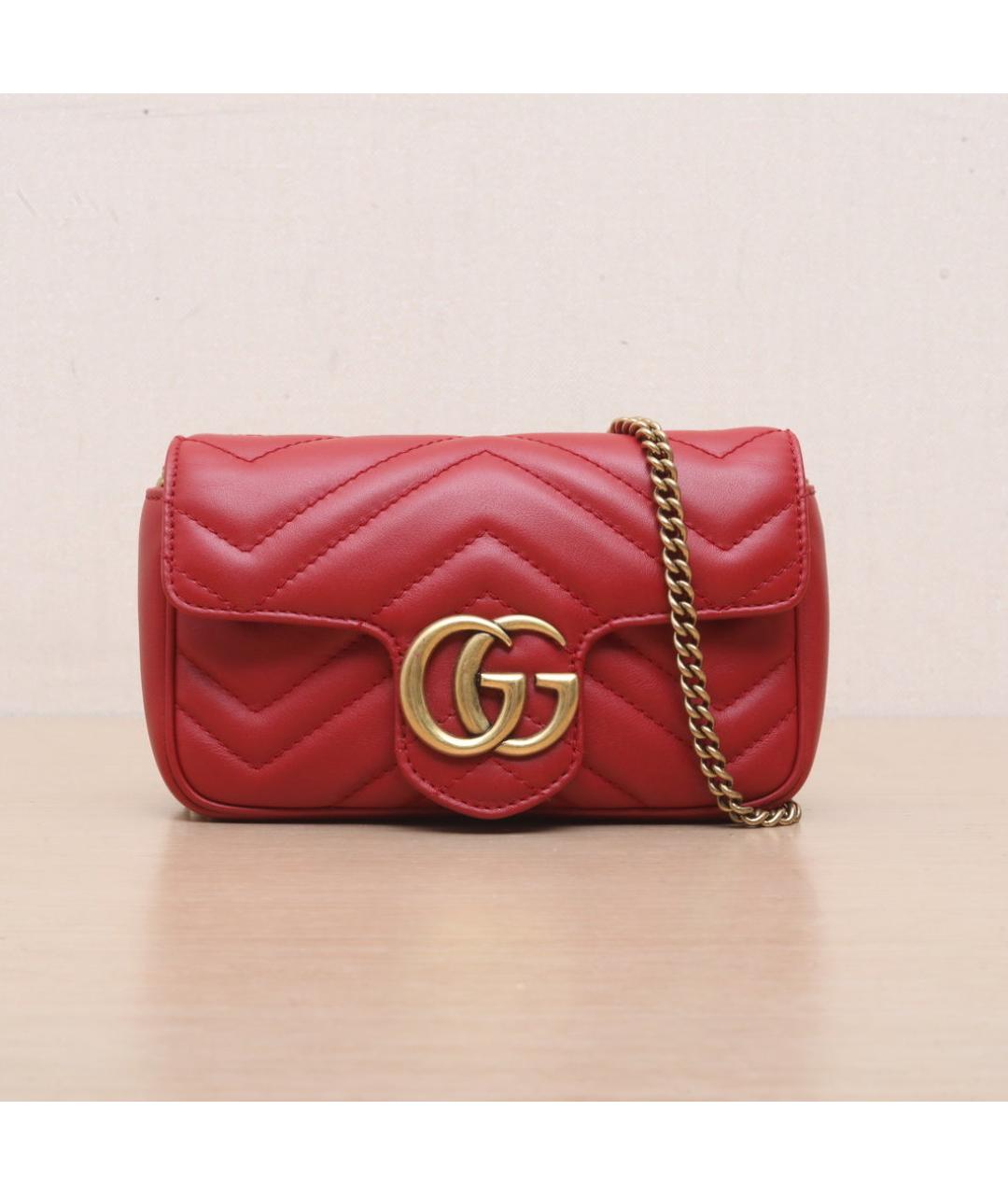 GUCCI Красная кожаная сумка через плечо, фото 3