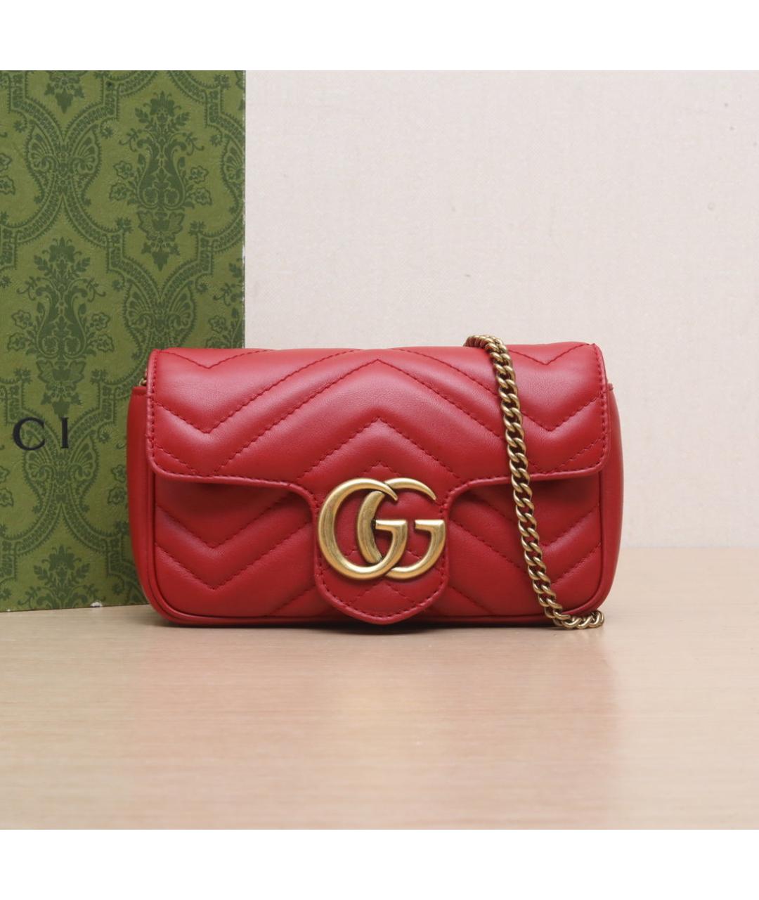 GUCCI Красная кожаная сумка через плечо, фото 2