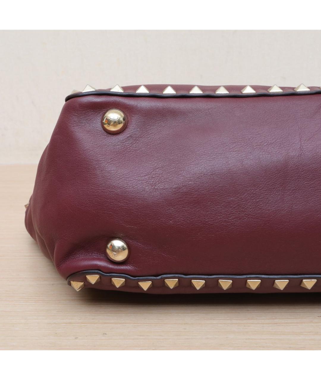 VALENTINO Бордовая кожаная сумка через плечо, фото 9