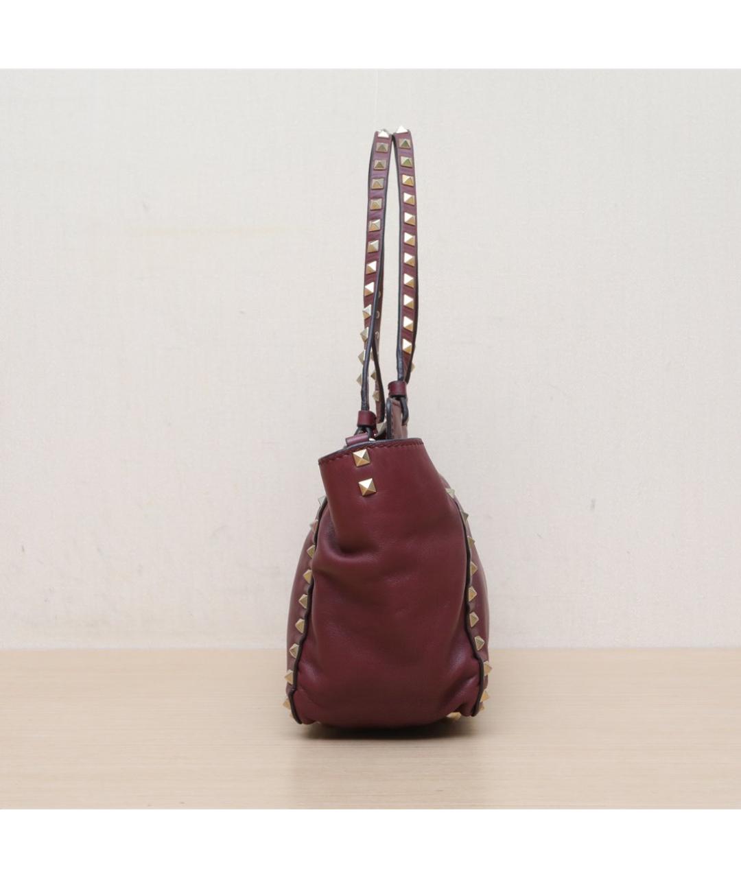 VALENTINO Бордовая кожаная сумка через плечо, фото 5