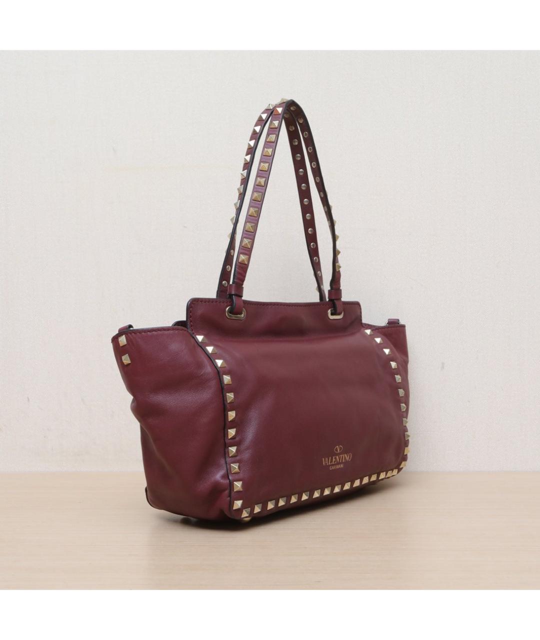 VALENTINO Бордовая кожаная сумка через плечо, фото 6