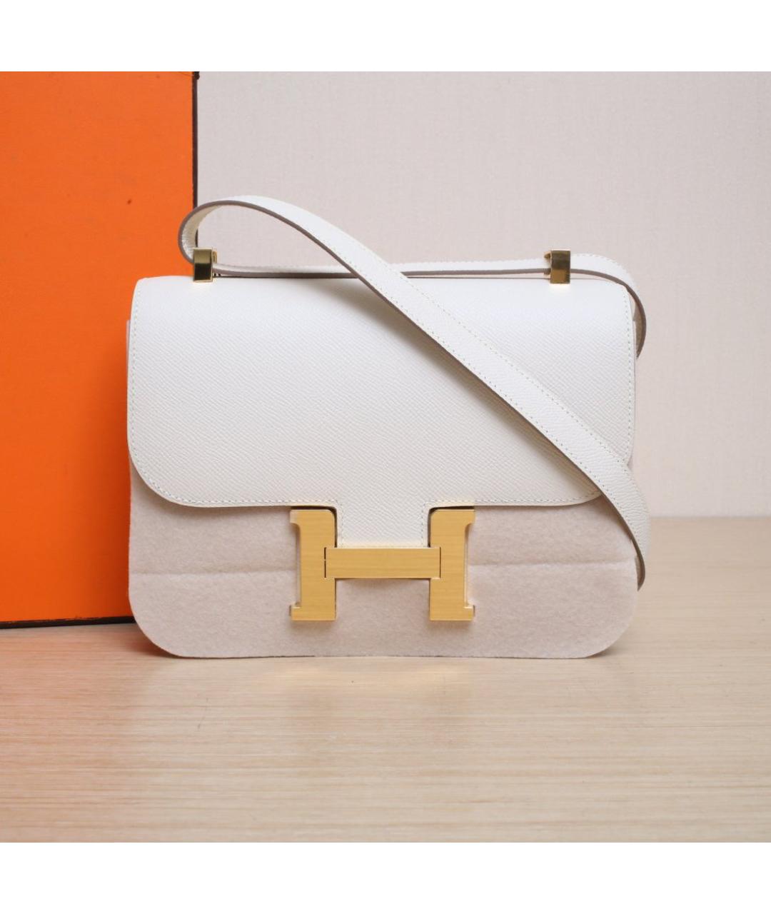 HERMES Белая кожаная сумка через плечо, фото 2