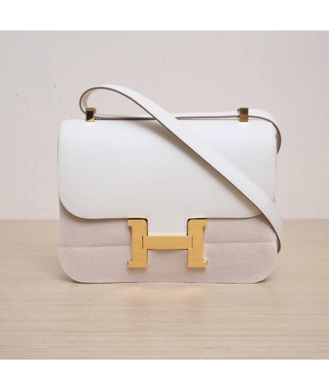 HERMES Белая кожаная сумка через плечо, фото 3