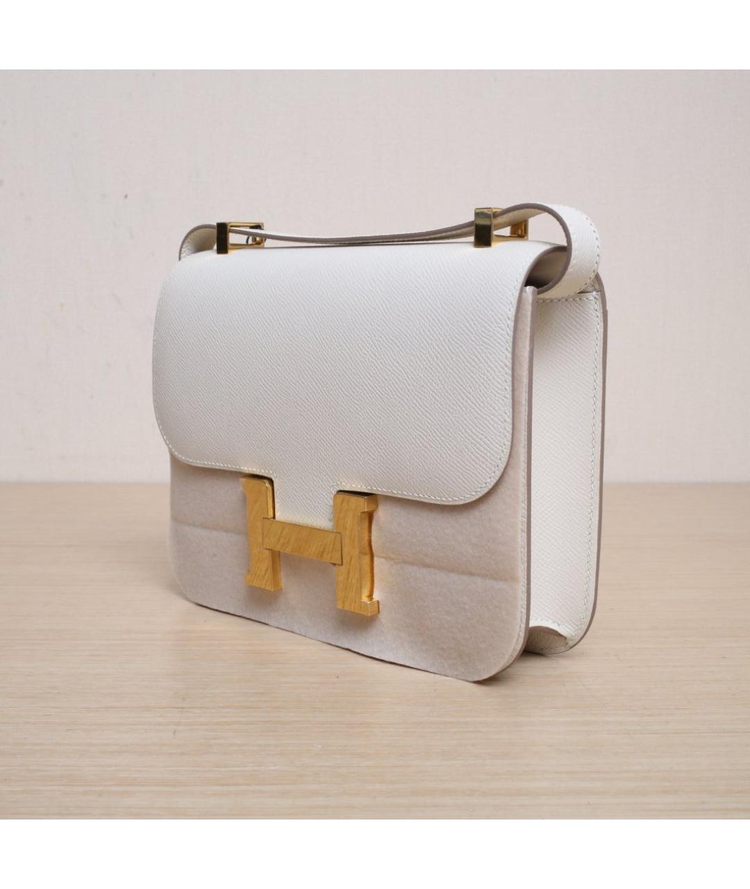 HERMES Белая кожаная сумка через плечо, фото 4
