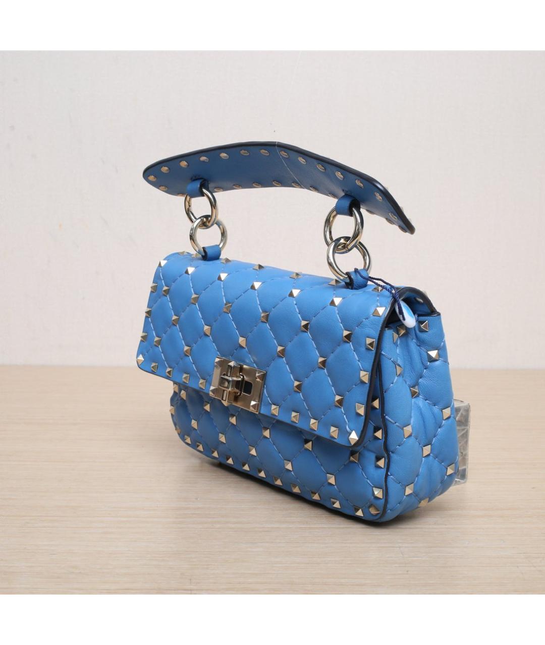 VALENTINO Синяя кожаная сумка через плечо, фото 4