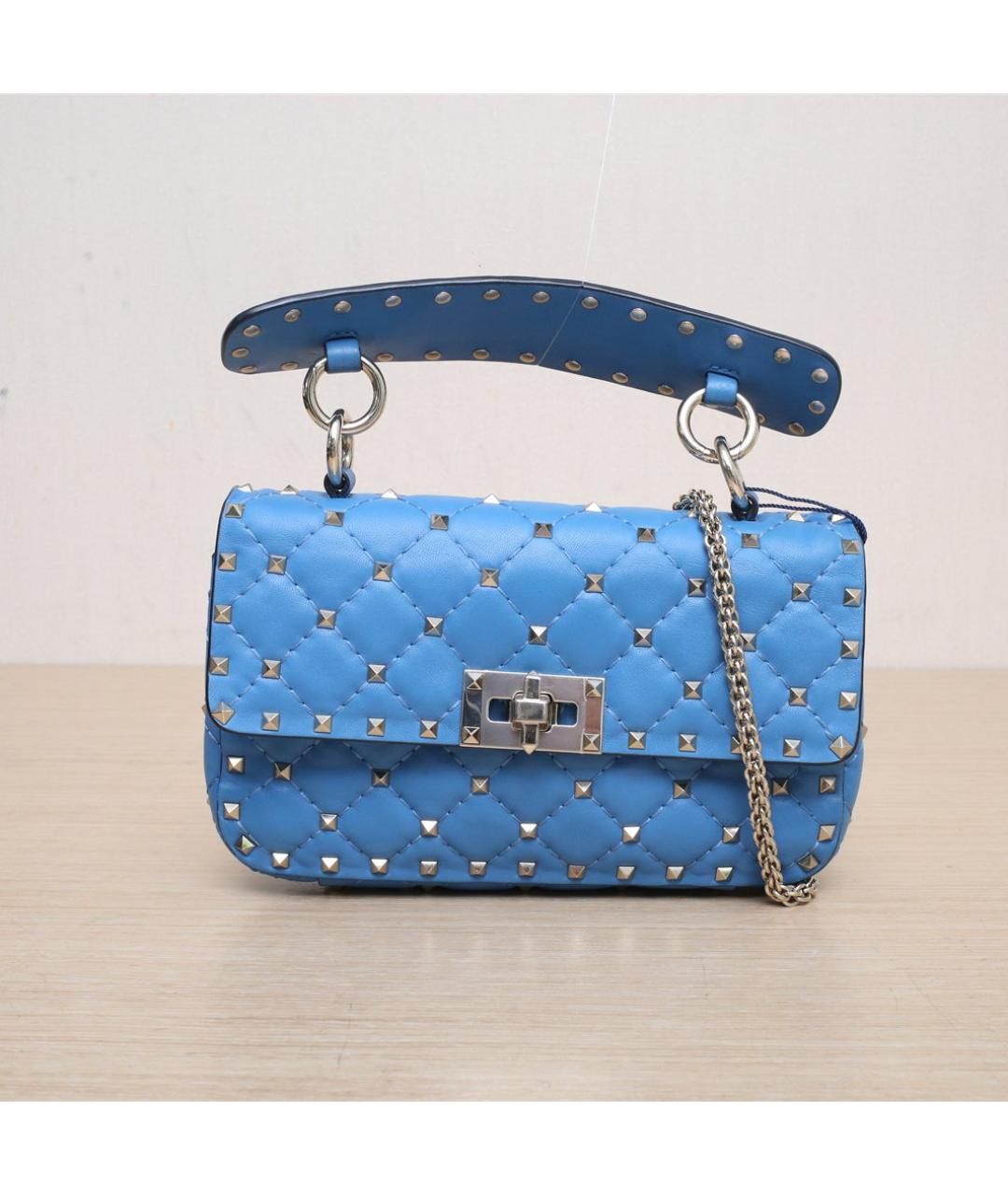 VALENTINO Синяя кожаная сумка через плечо, фото 2