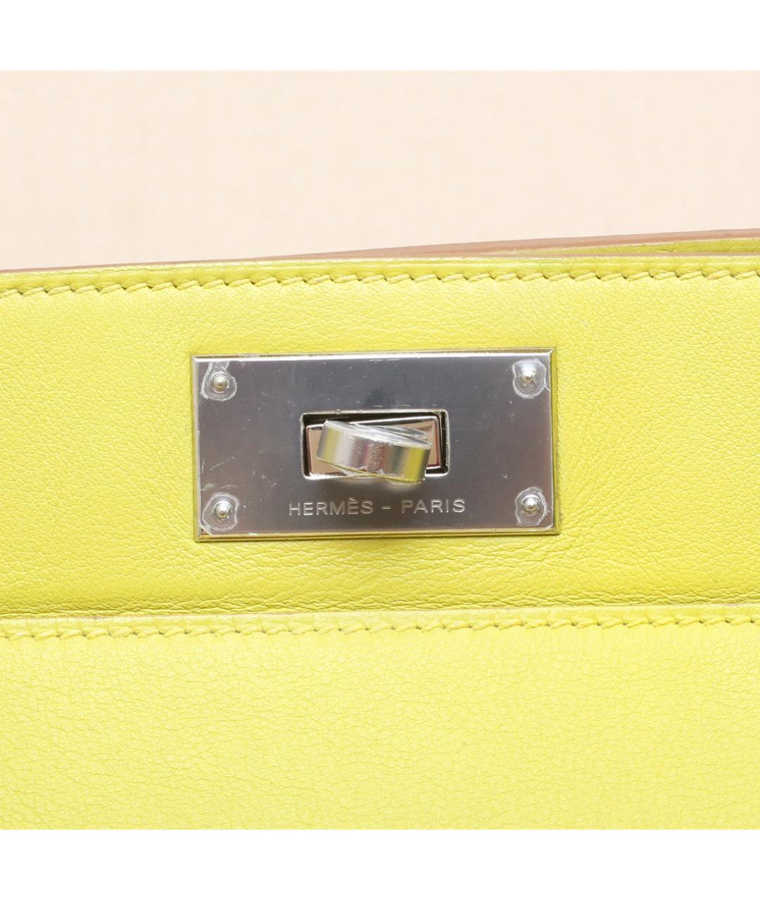 HERMES Желтая кожаная сумка через плечо, фото 8