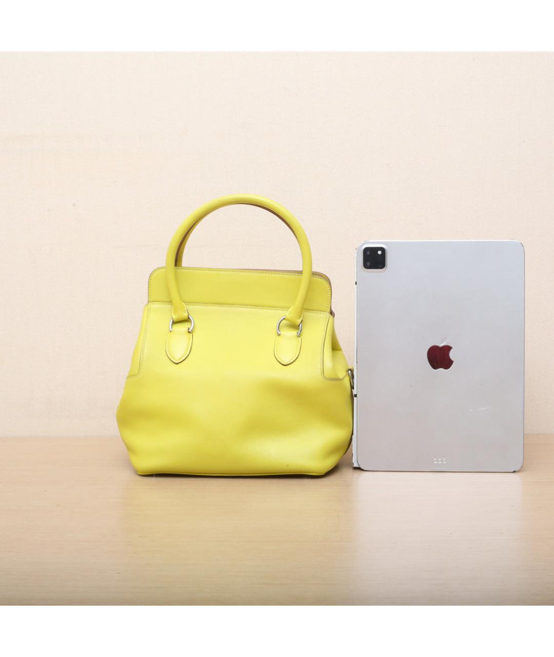 HERMES Желтая кожаная сумка через плечо, фото 7