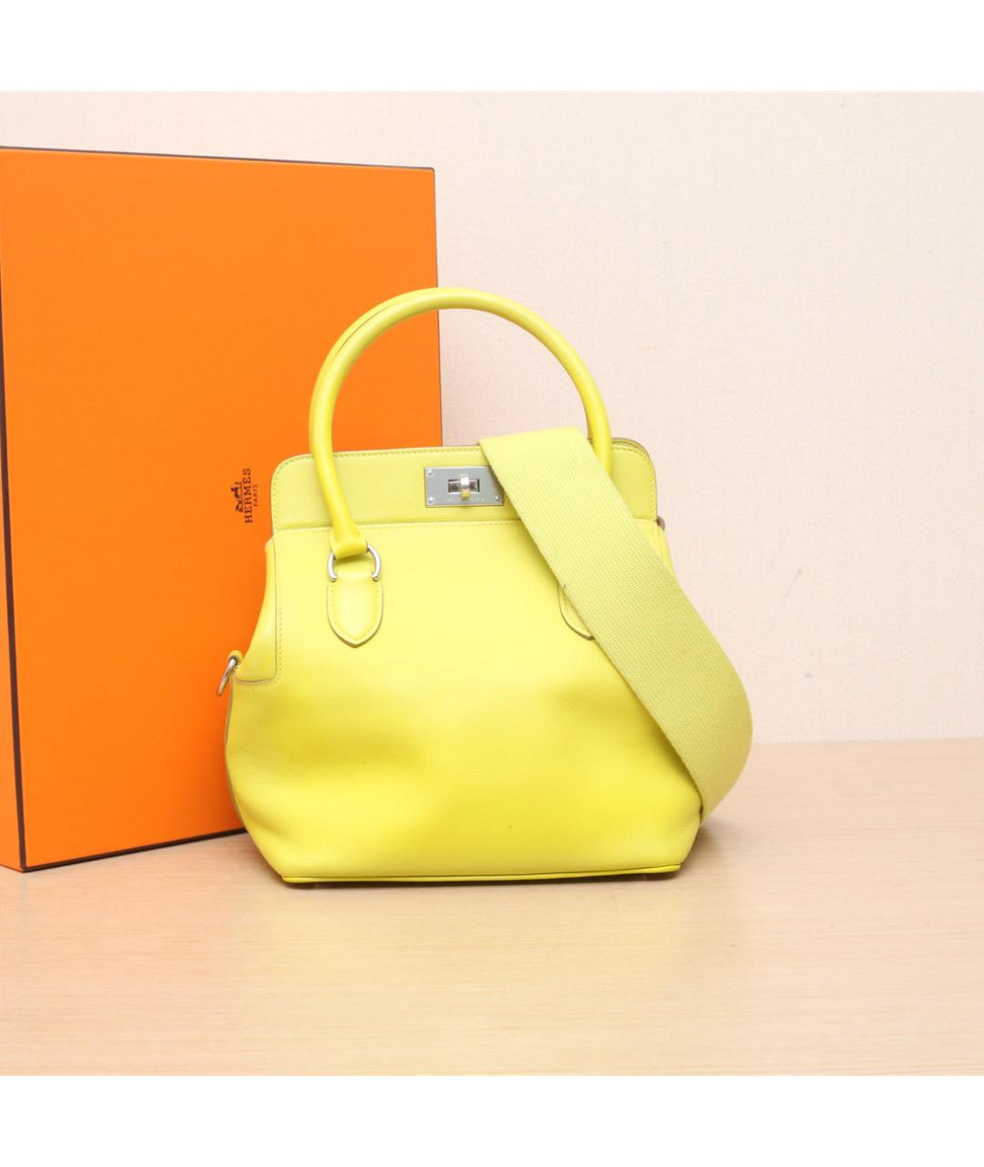 HERMES Желтая кожаная сумка через плечо, фото 2