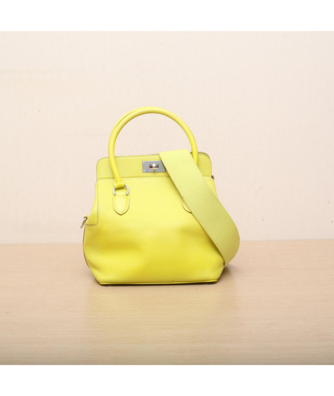 HERMES Желтая кожаная сумка через плечо, фото 3