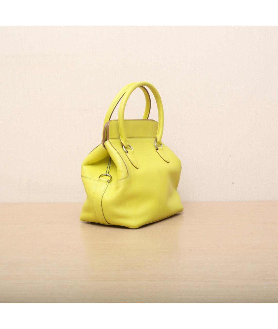 HERMES Желтая кожаная сумка через плечо, фото 6
