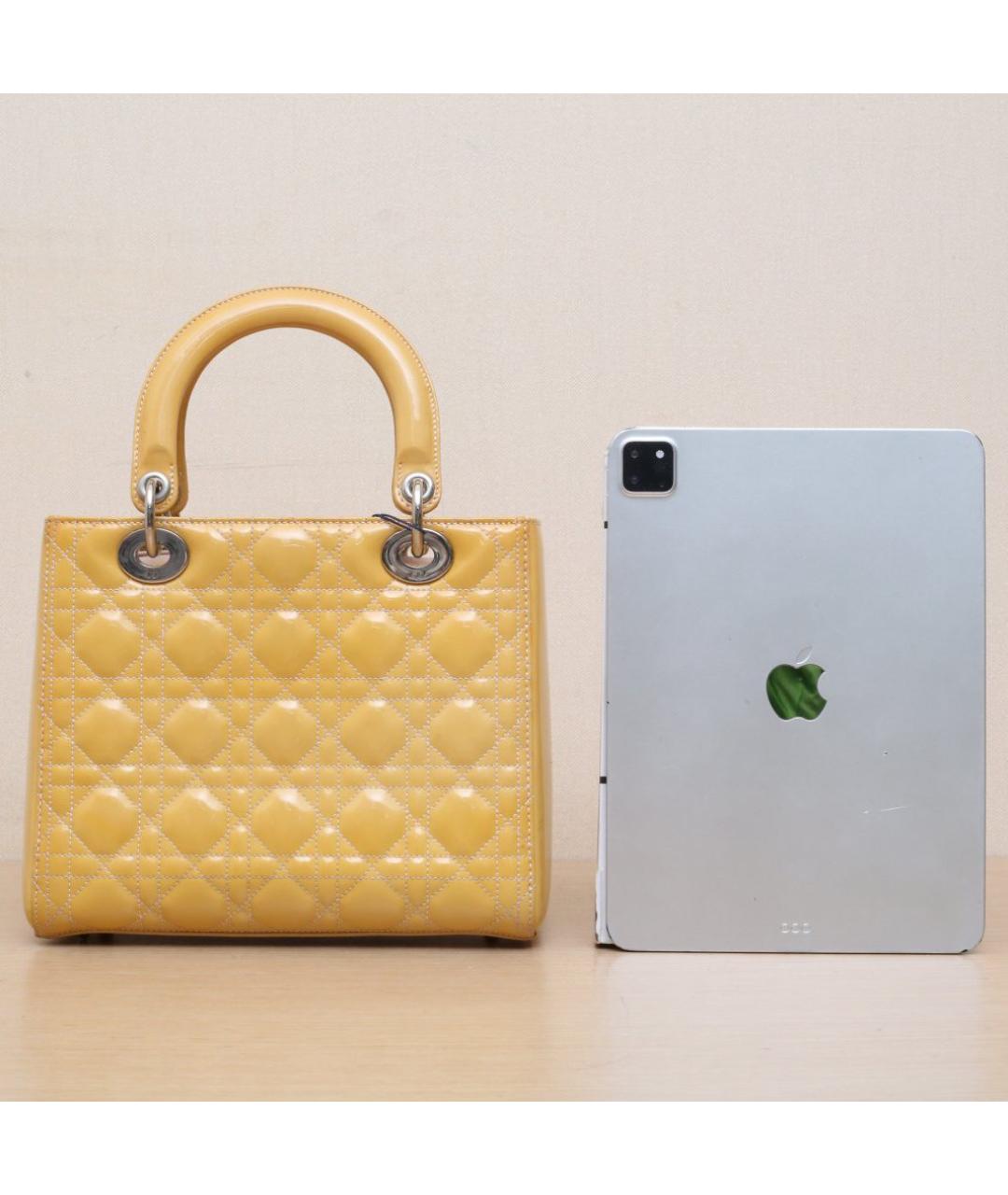 CHRISTIAN DIOR Горчичная кожаная сумка через плечо, фото 7