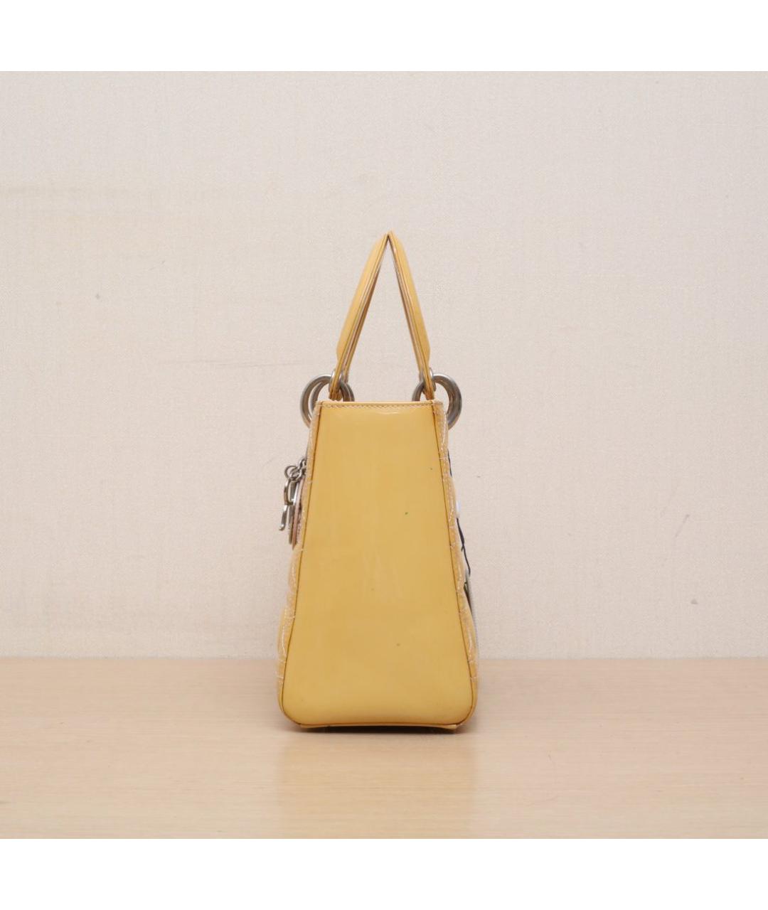 CHRISTIAN DIOR Горчичная кожаная сумка через плечо, фото 5