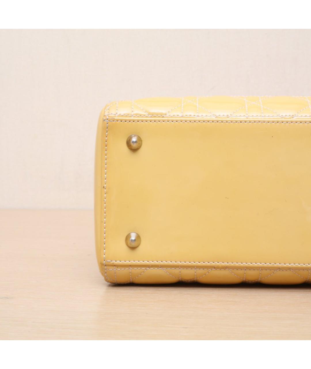 CHRISTIAN DIOR Горчичная кожаная сумка через плечо, фото 9