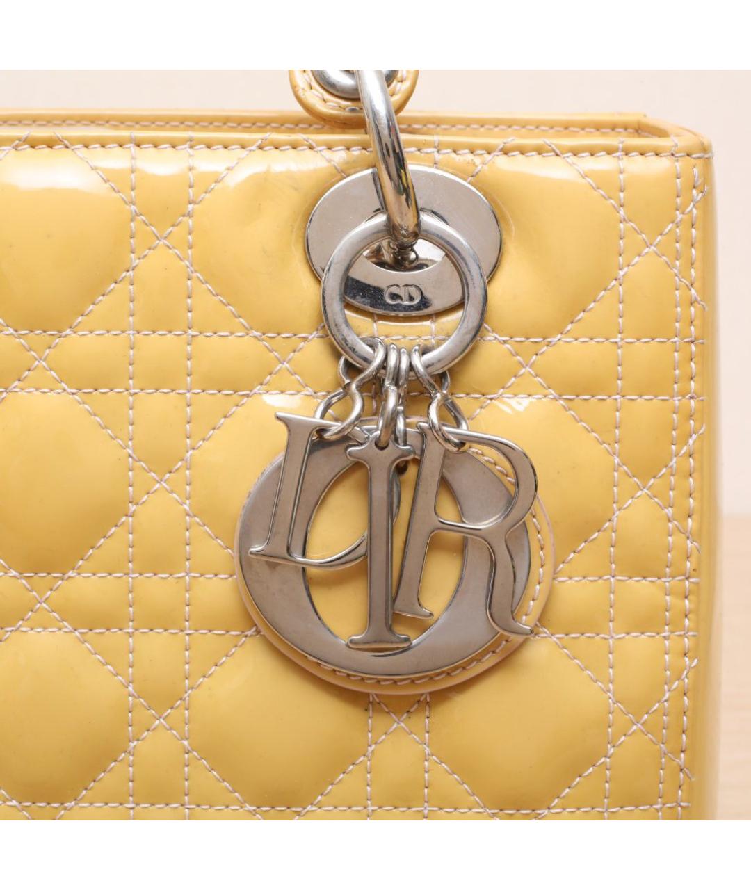 CHRISTIAN DIOR Горчичная кожаная сумка через плечо, фото 8