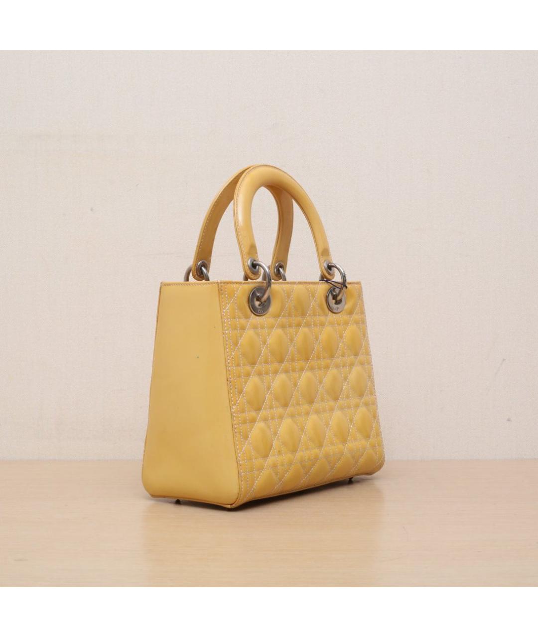 CHRISTIAN DIOR Горчичная кожаная сумка через плечо, фото 6