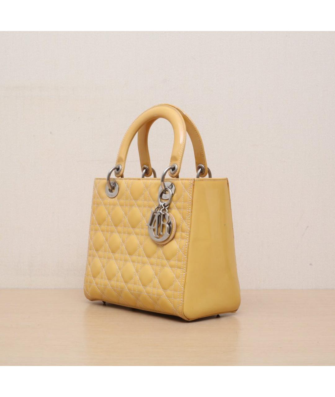 CHRISTIAN DIOR Горчичная кожаная сумка через плечо, фото 4