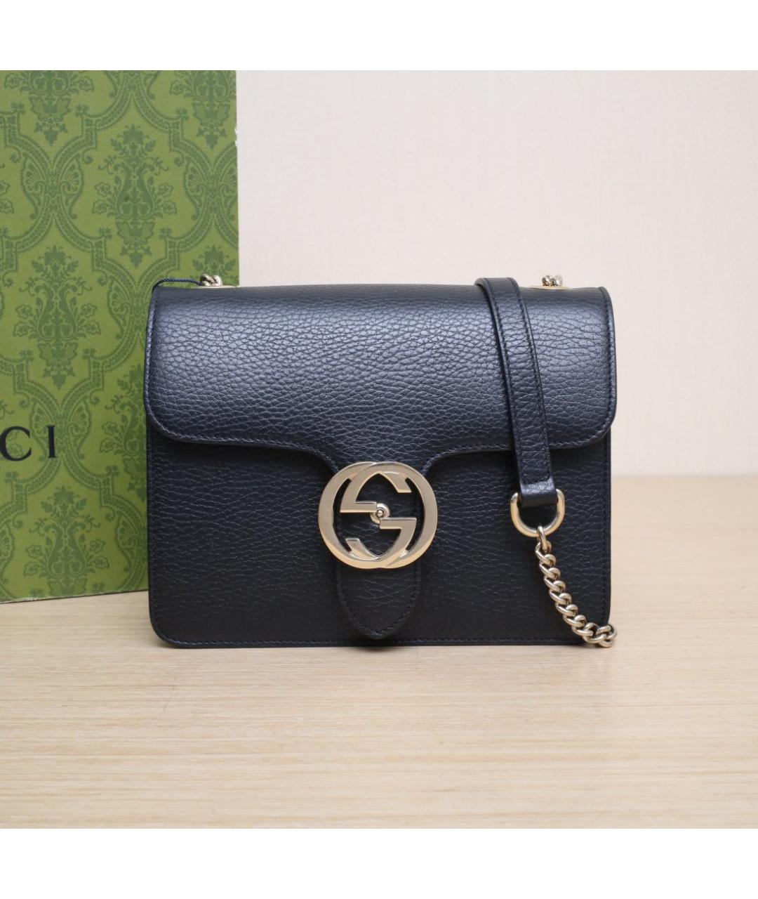 GUCCI Черная кожаная сумка через плечо, фото 2