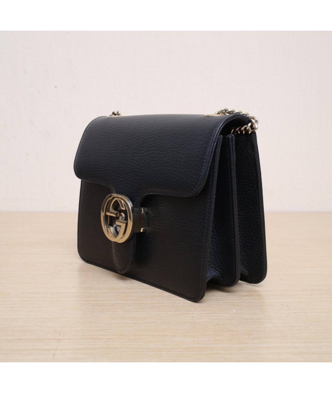 GUCCI Черная кожаная сумка через плечо, фото 4