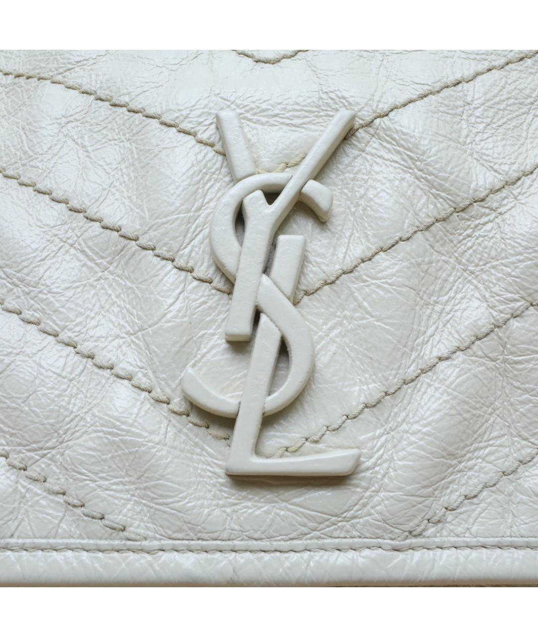 SAINT LAURENT Белая кожаная сумка через плечо, фото 8