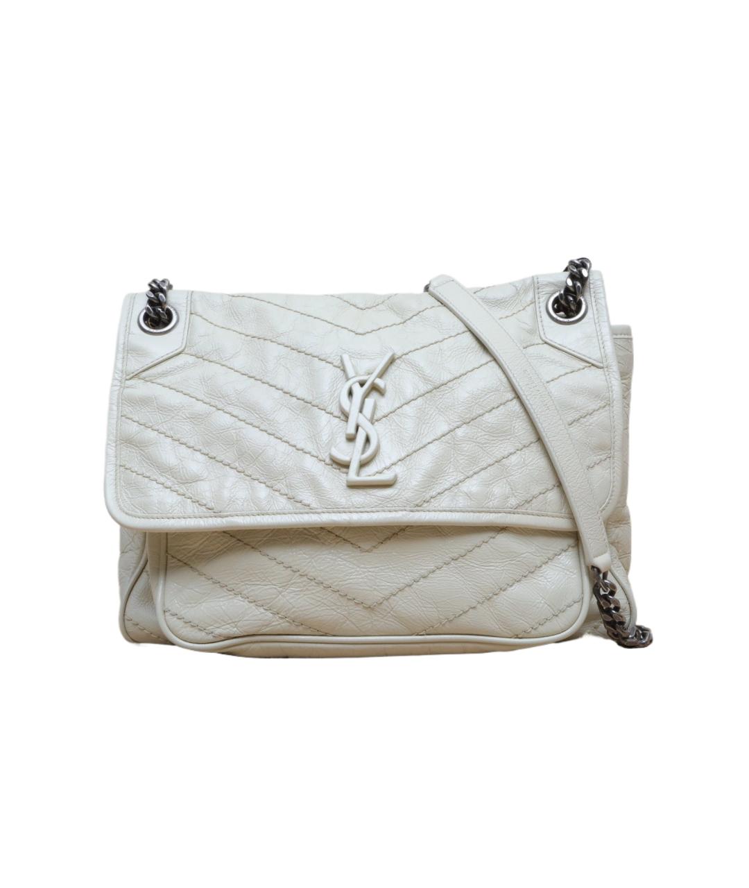 SAINT LAURENT Белая кожаная сумка через плечо, фото 1