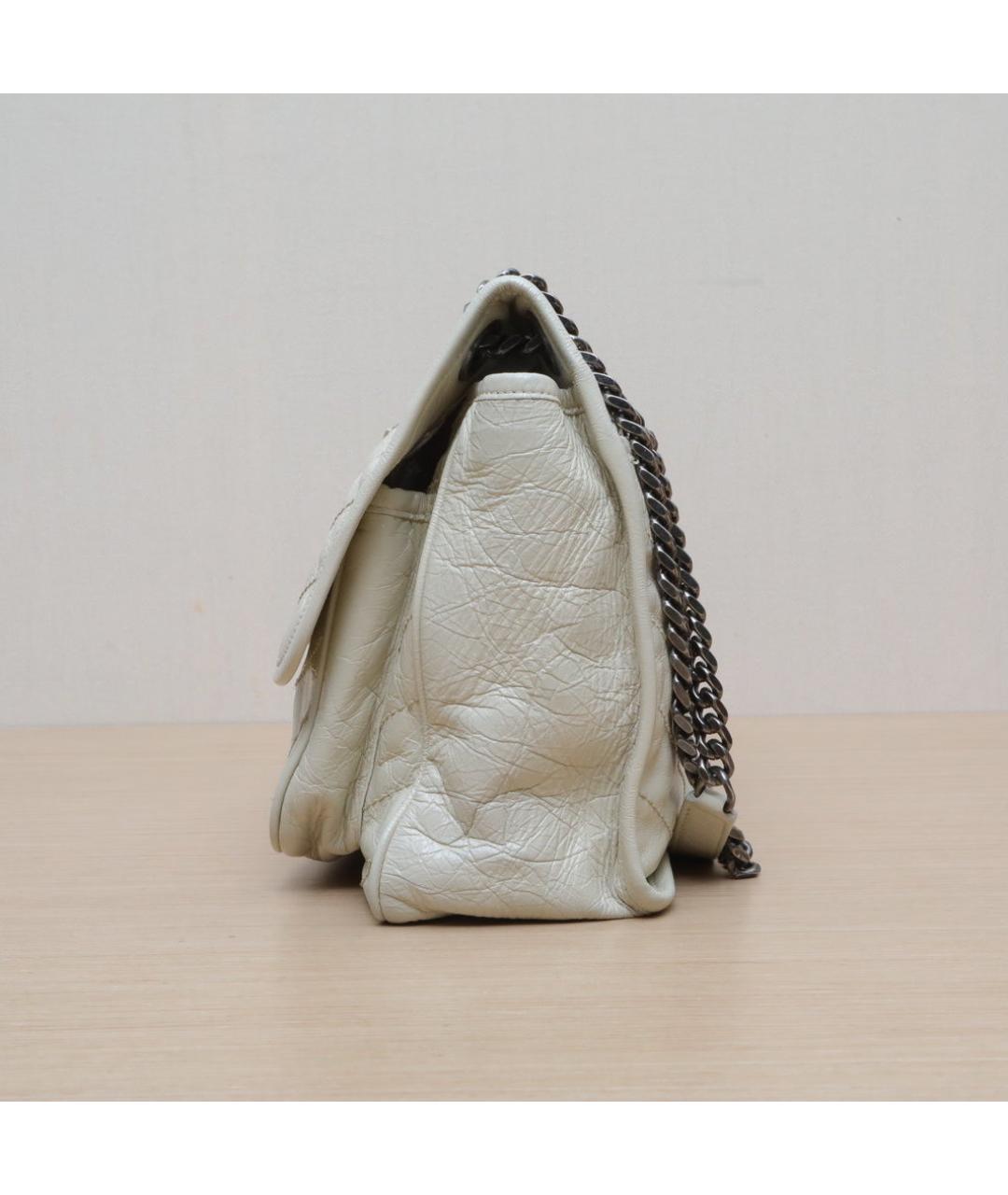 SAINT LAURENT Белая кожаная сумка через плечо, фото 5