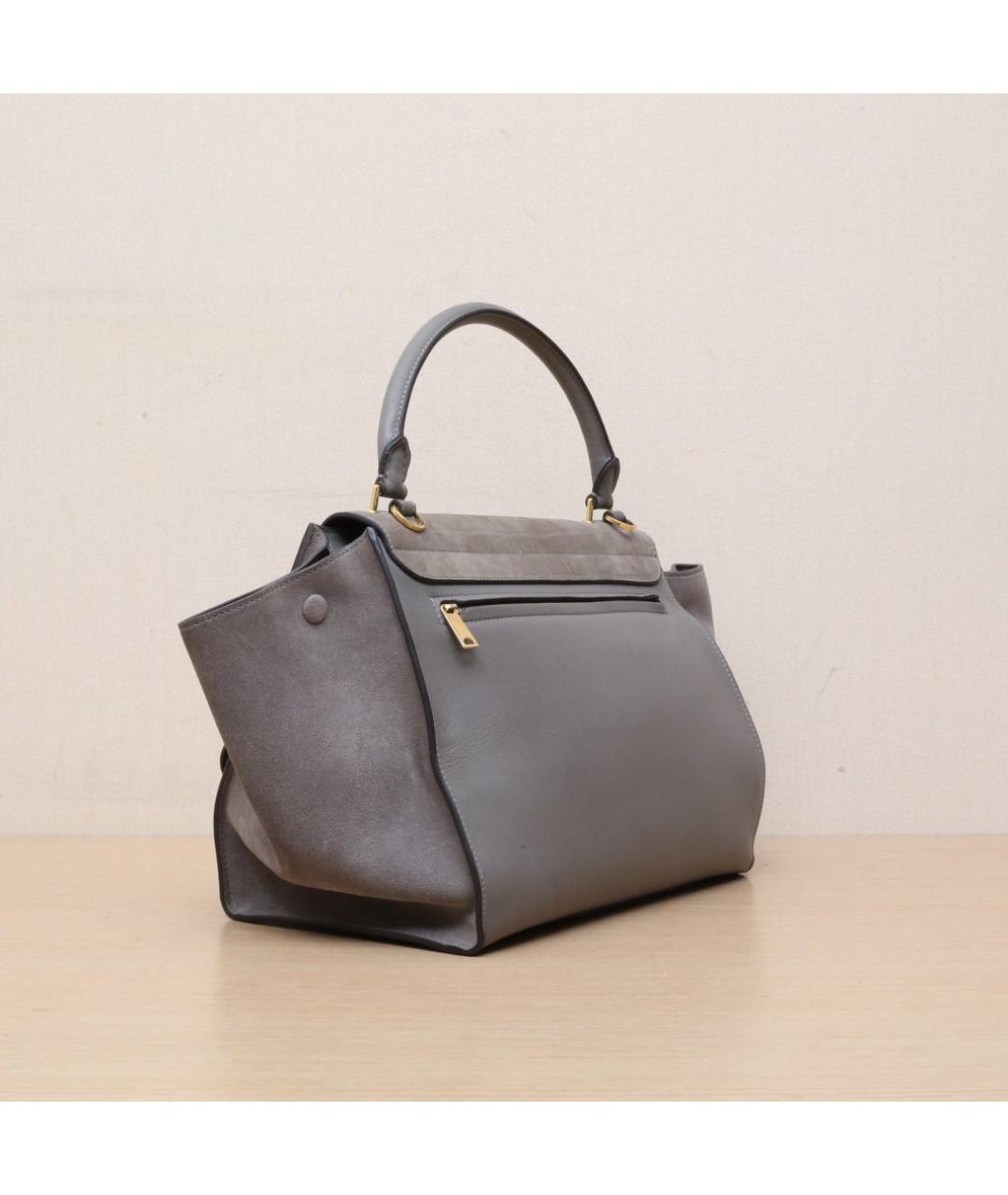 CELINE Серая кожаная сумка через плечо, фото 6