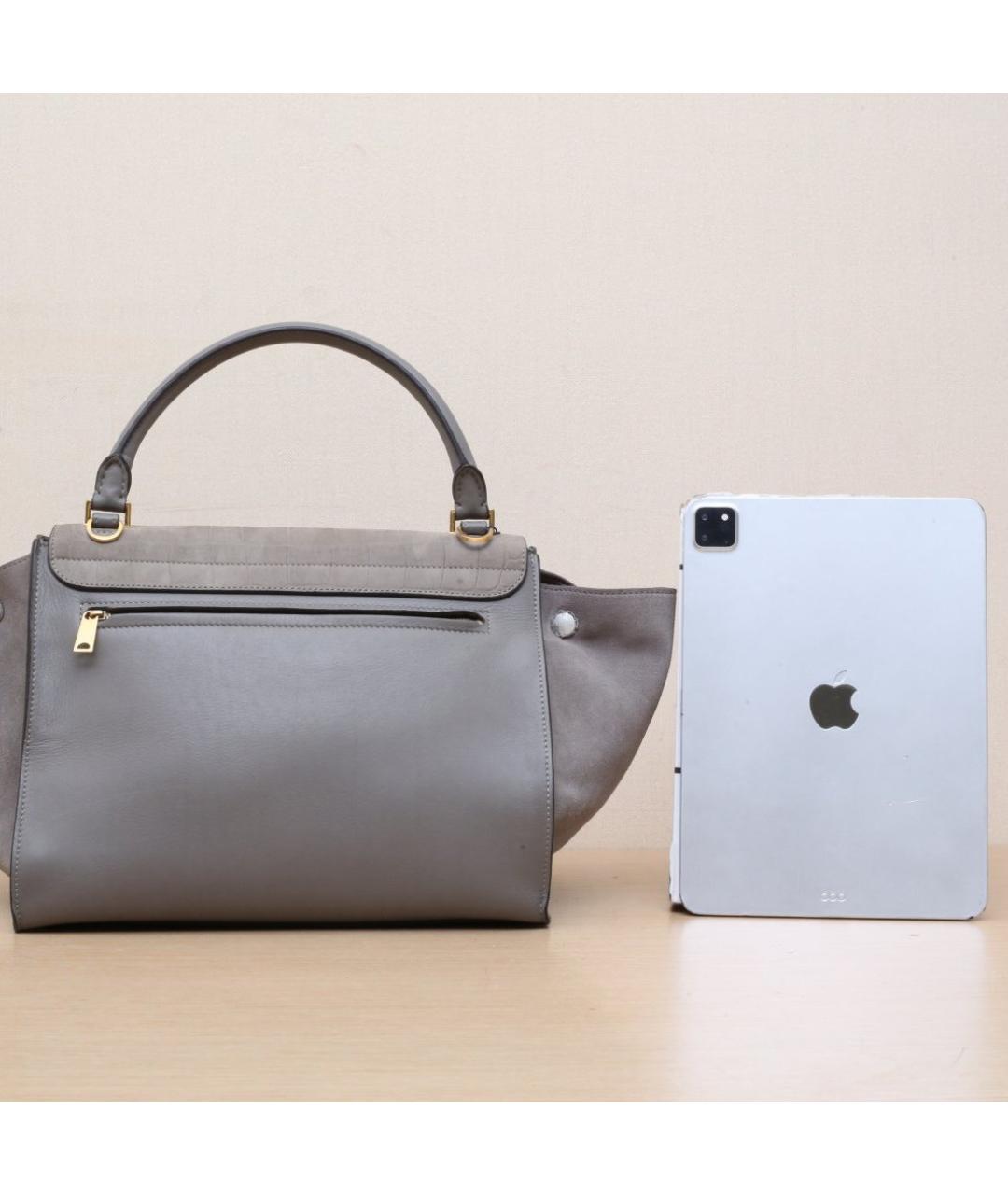 CELINE Серая кожаная сумка через плечо, фото 7