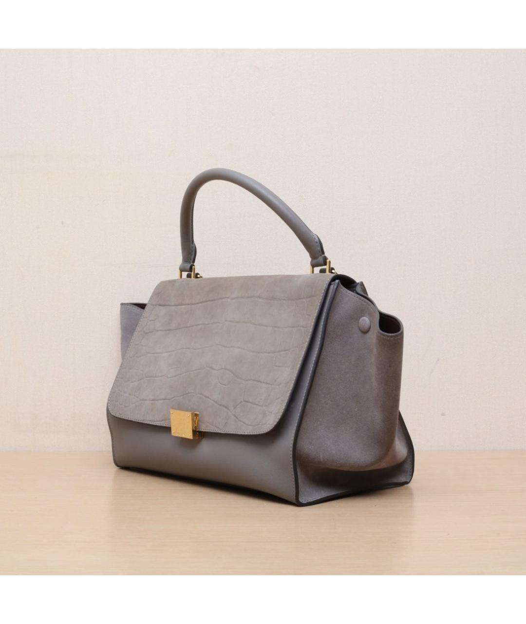 CELINE Серая кожаная сумка через плечо, фото 4