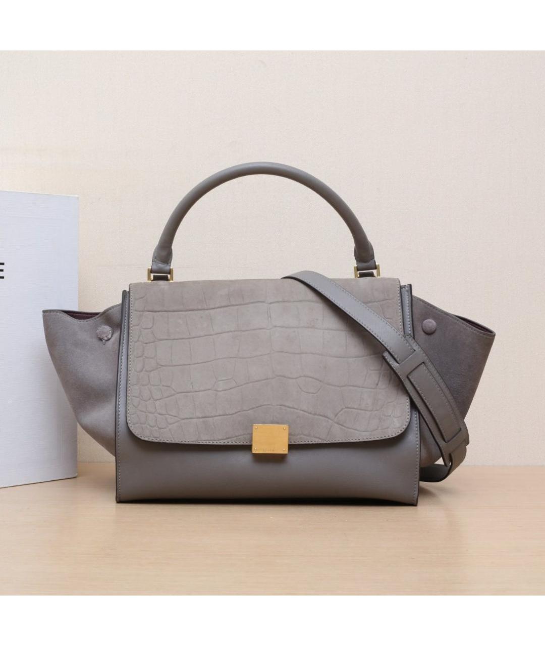 CELINE Серая кожаная сумка через плечо, фото 2