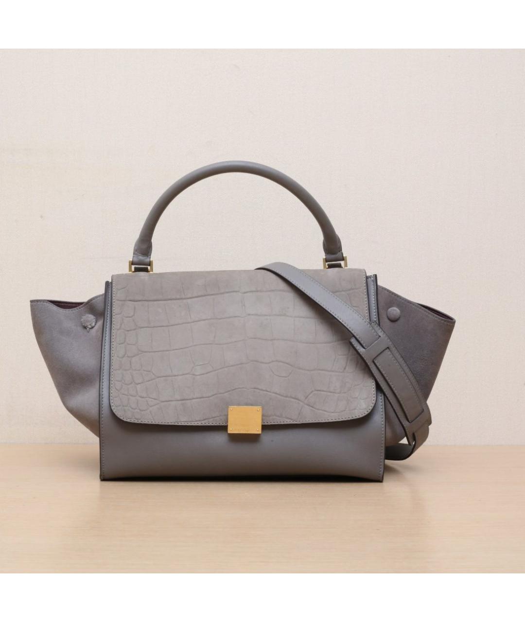 CELINE Серая кожаная сумка через плечо, фото 3