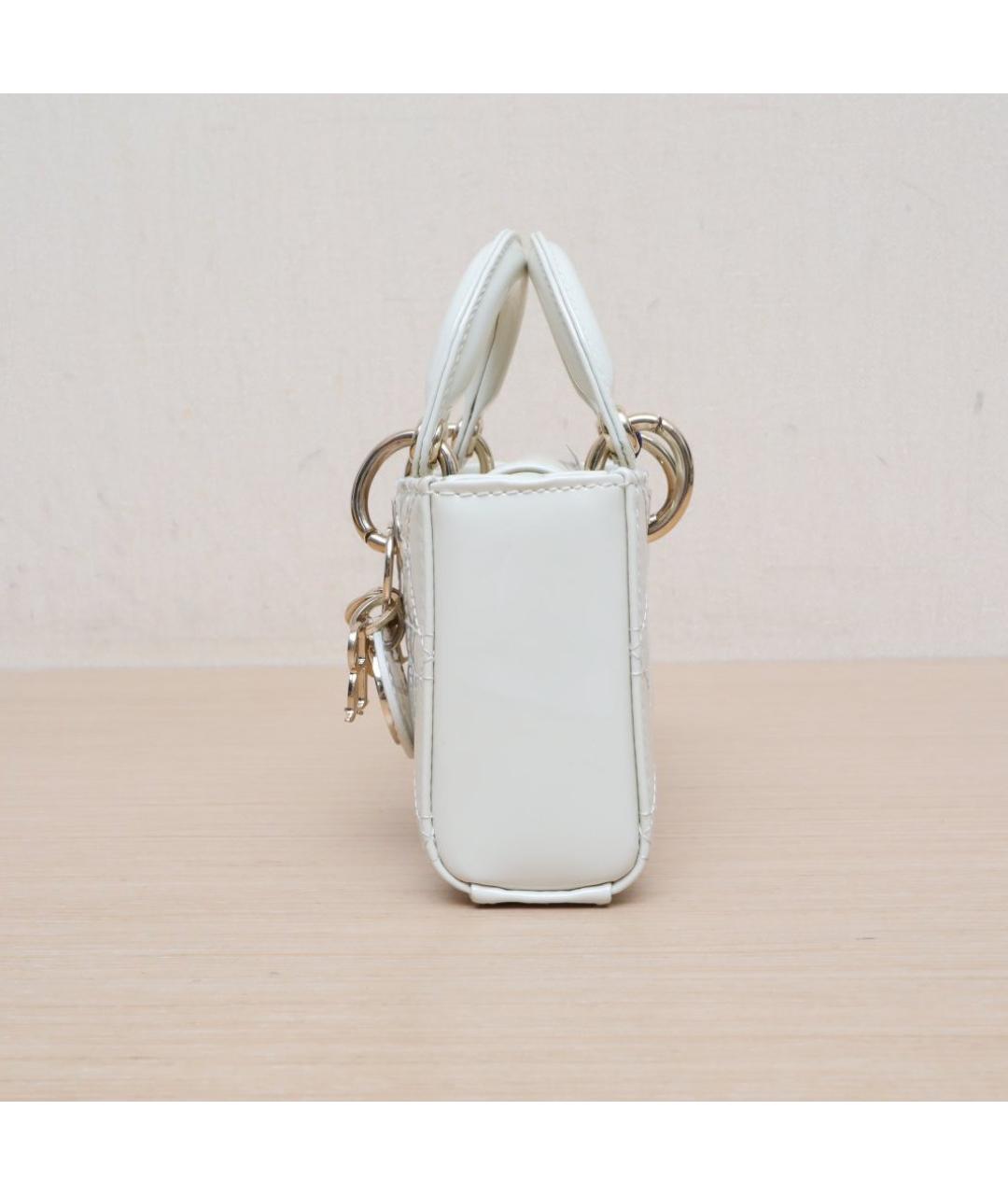 CHRISTIAN DIOR Белая кожаная сумка через плечо, фото 5