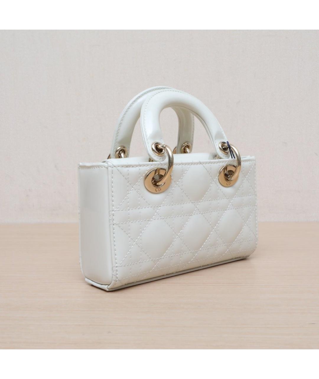 CHRISTIAN DIOR Белая кожаная сумка через плечо, фото 6