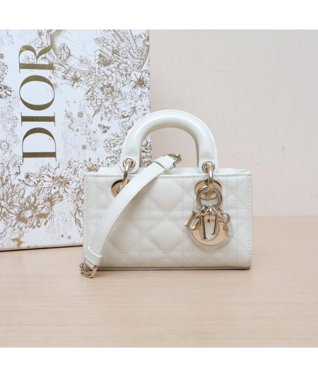 CHRISTIAN DIOR Белая кожаная сумка через плечо, фото 2