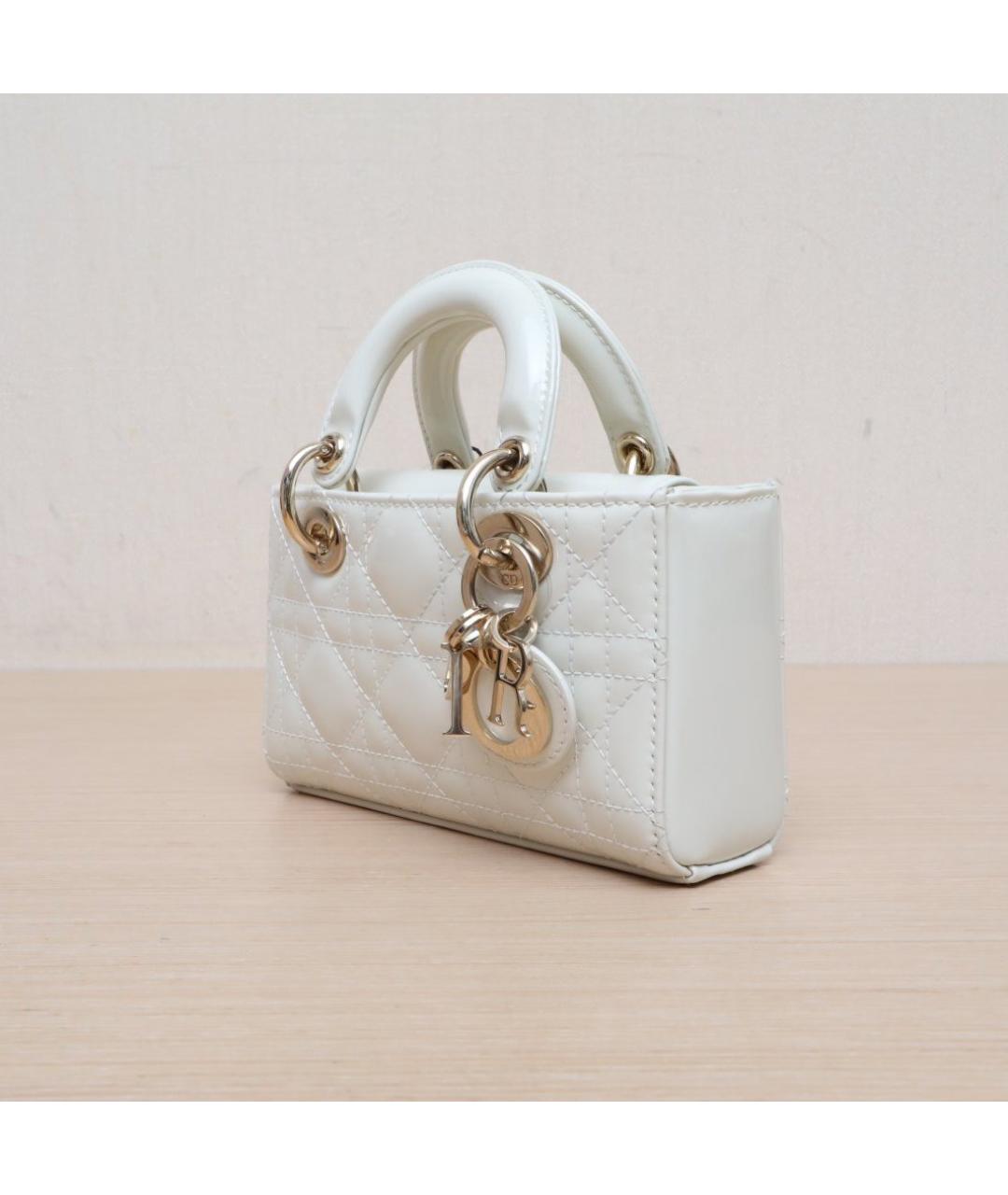CHRISTIAN DIOR Белая кожаная сумка через плечо, фото 4
