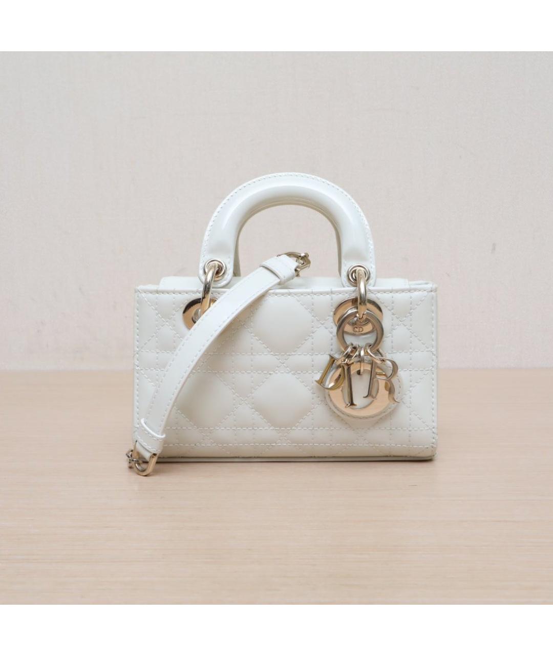 CHRISTIAN DIOR Белая кожаная сумка через плечо, фото 3