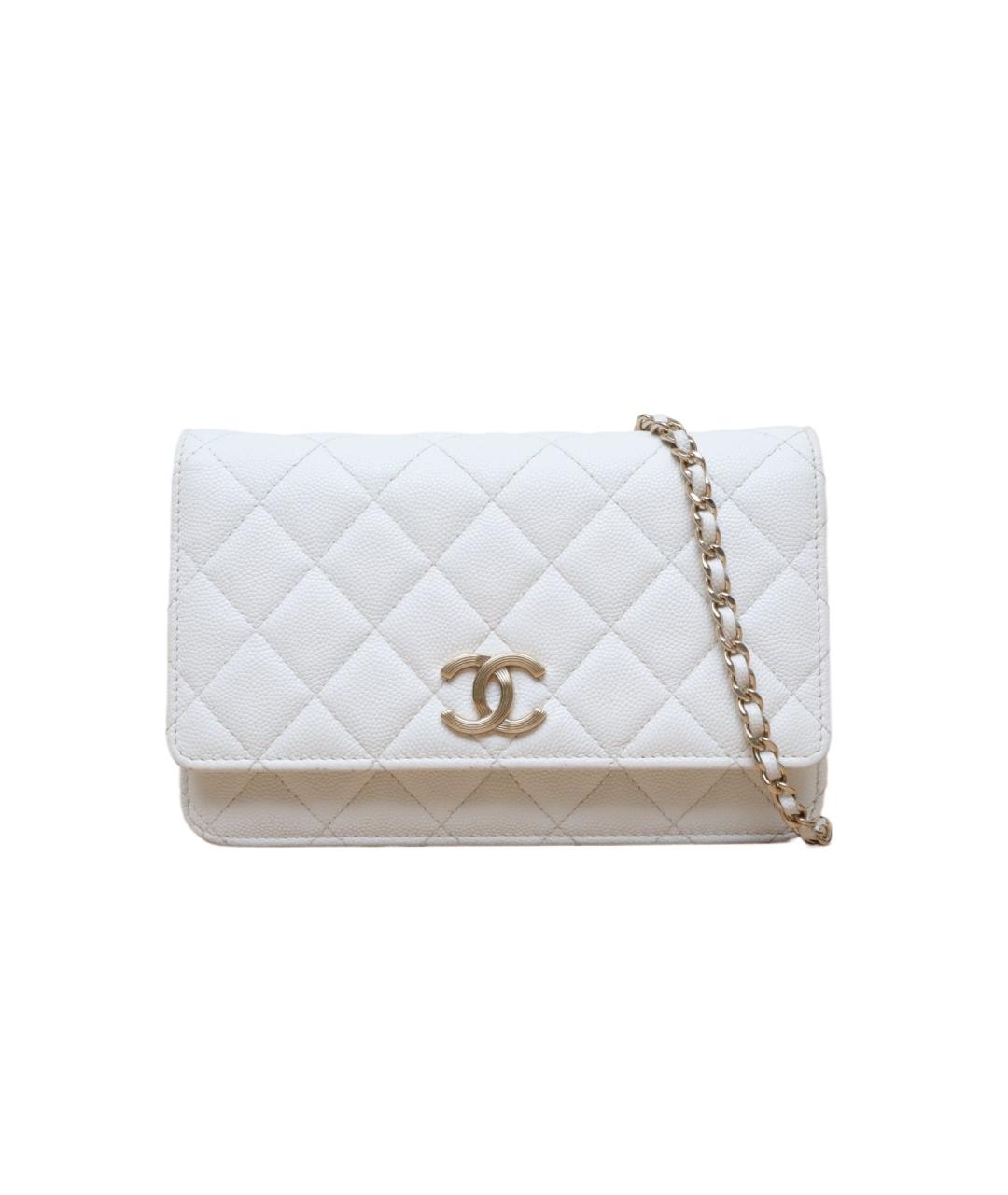 CHANEL Белая кожаная сумка через плечо, фото 1
