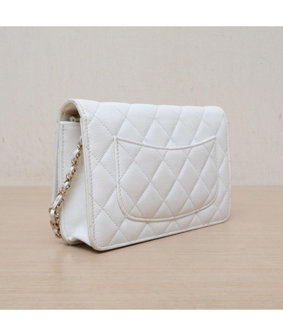 CHANEL Белая кожаная сумка через плечо, фото 6