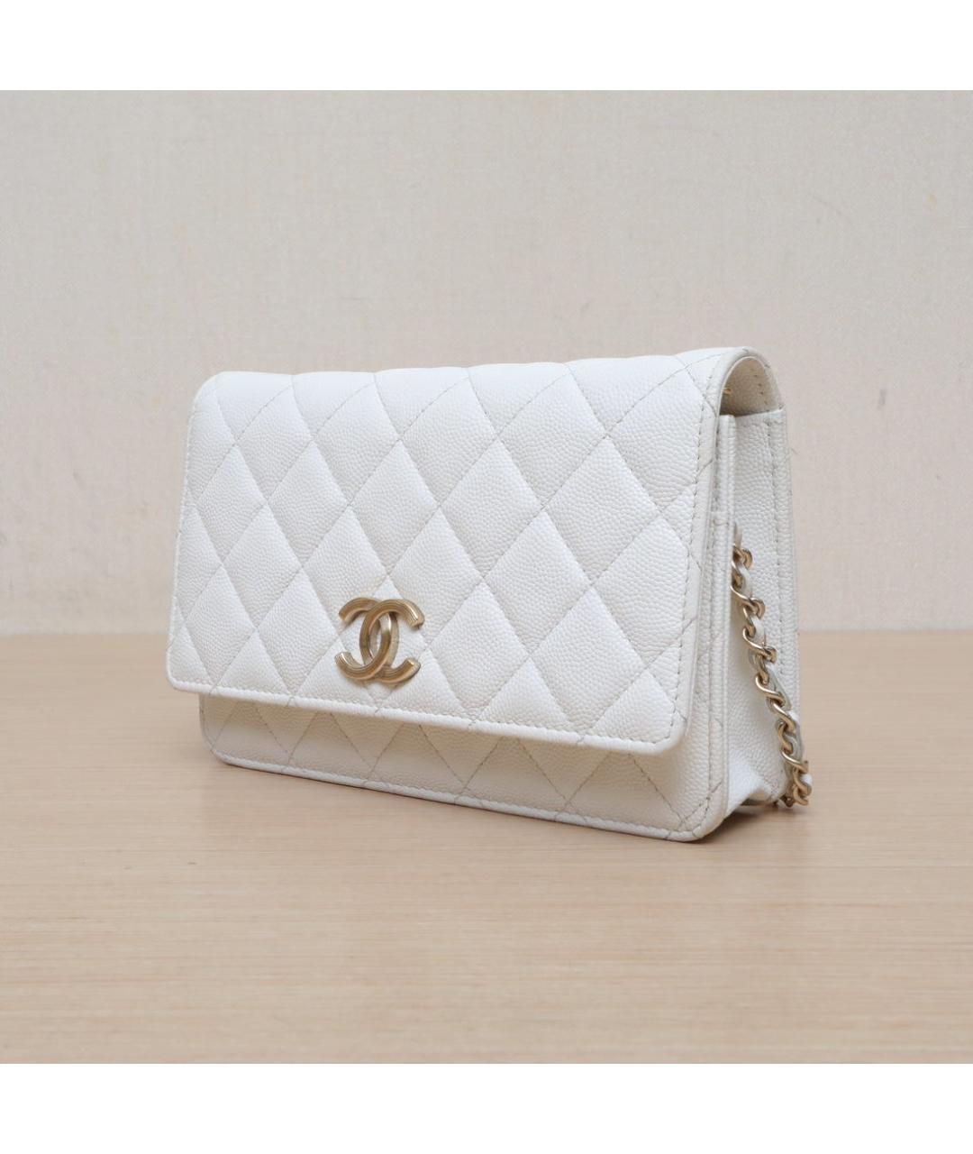 CHANEL Белая кожаная сумка через плечо, фото 4