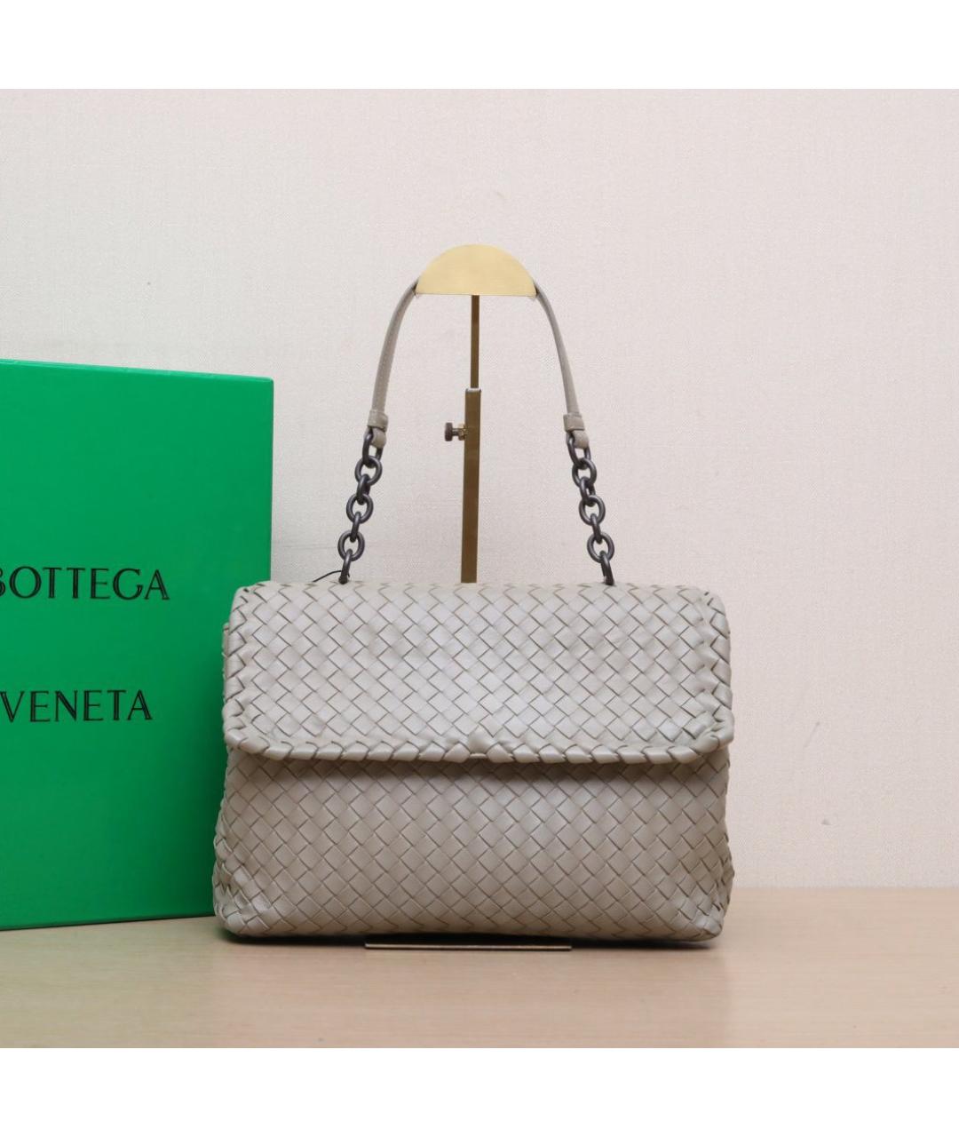 BOTTEGA VENETA Серая кожаная сумка через плечо, фото 2