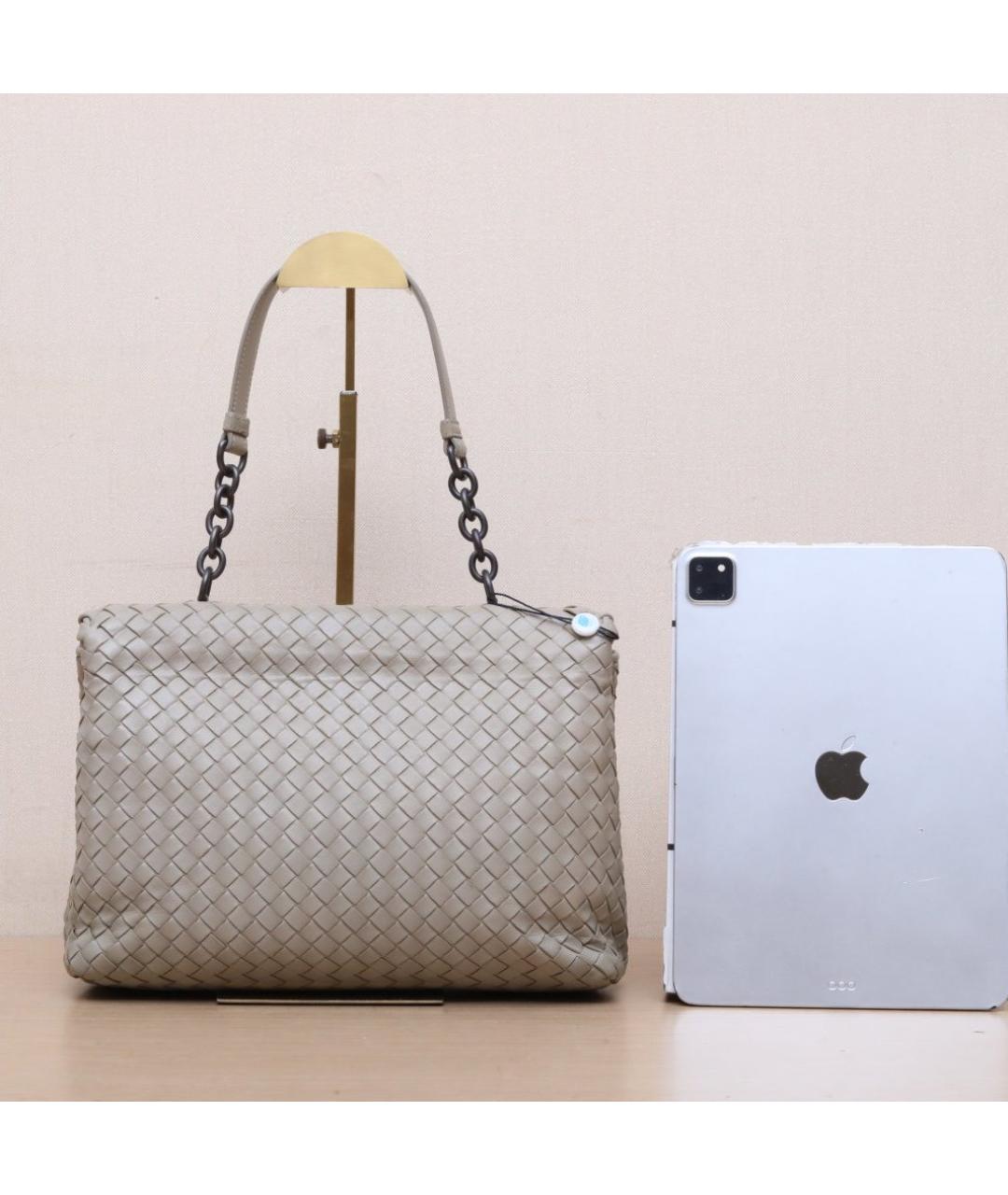BOTTEGA VENETA Серая кожаная сумка через плечо, фото 7