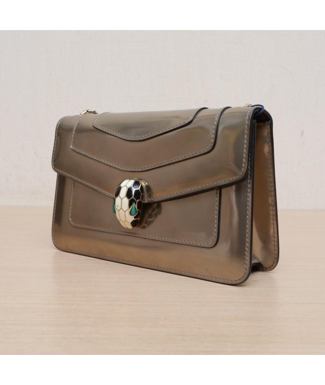 BVLGARI Золотая кожаная сумка через плечо, фото 4