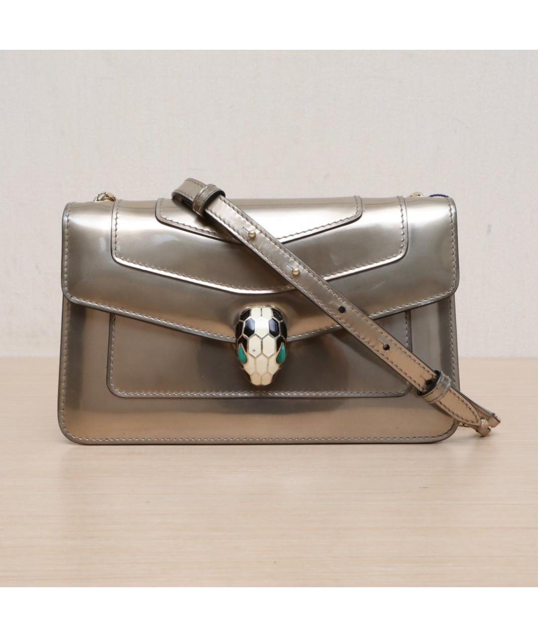 BVLGARI Золотая кожаная сумка через плечо, фото 2