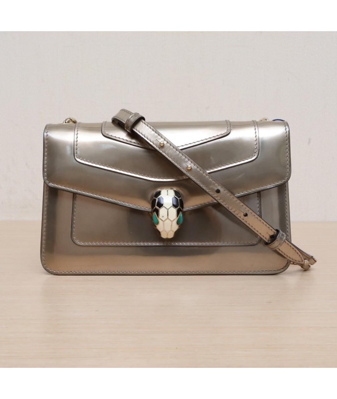 BVLGARI Золотая кожаная сумка через плечо, фото 3
