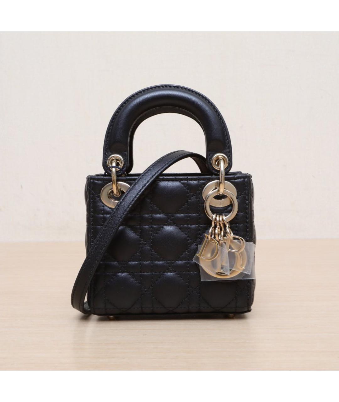 CHRISTIAN DIOR Черная кожаная сумка через плечо, фото 3