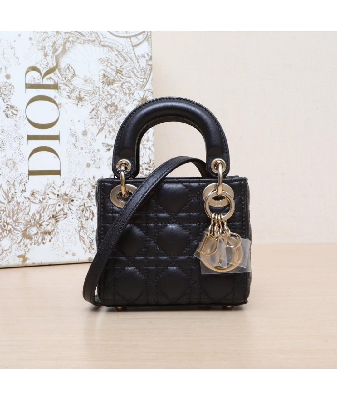 CHRISTIAN DIOR Черная кожаная сумка через плечо, фото 2