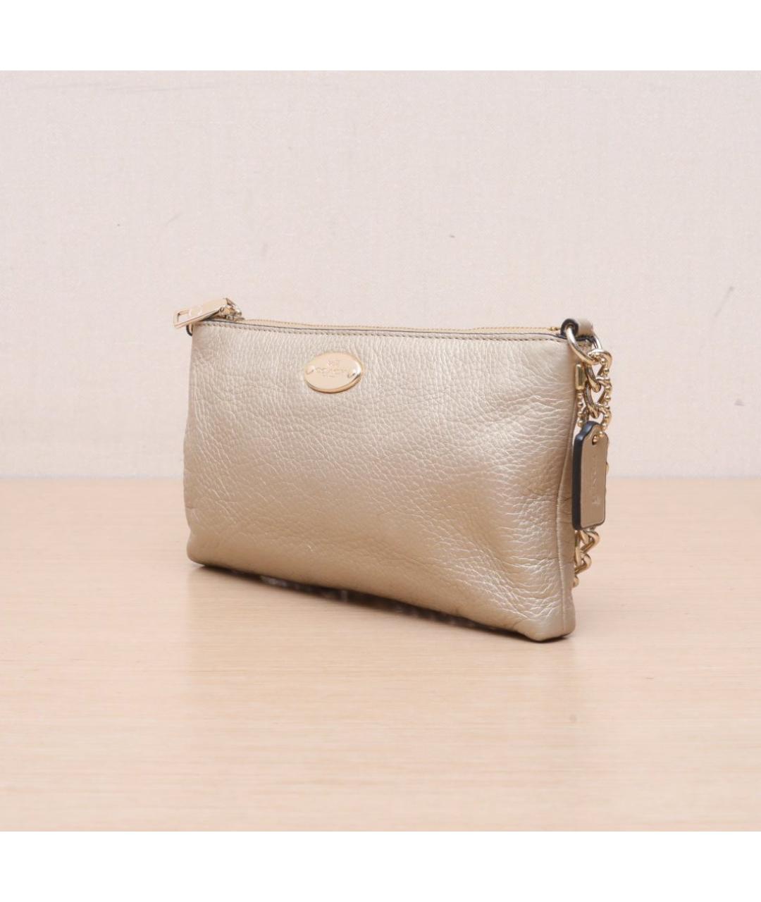 COACH Золотая кожаная сумка через плечо, фото 4